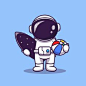 Cute astronaut summer with surfboard and... | Premium Vector #Freepik #vector