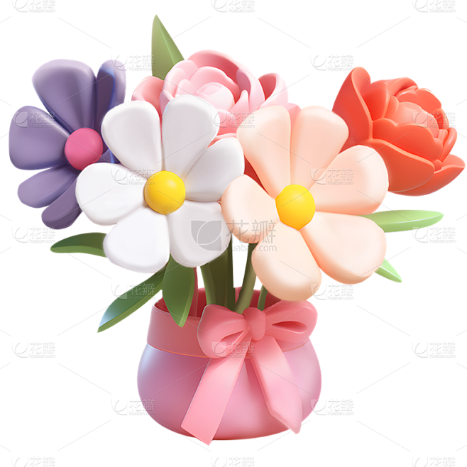 通用软3D立体彩色花束花朵元素贴纸