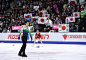 Yuzuru Hanyu of Japan after completeing his program in the Men's Singles Free Program during day two of the 2016 Skate Canada International at...