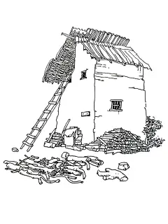 「327」钢笔画，一间老房子