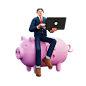 Businessman Doing Online Saving 3D Illustration