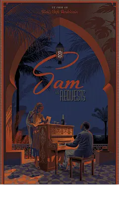 插画师 Laurent Durieux 电影海报创作作品 ​​​橙蓝黑 双人 钢琴 光影