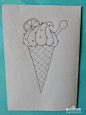 儿童画七彩冰淇凌