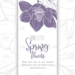 直的,玉兰类,草图,花朵,华丽的,商务,请柬,贺卡,结婚请柬,问候