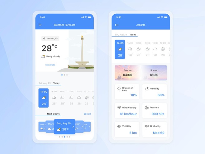 40款天气APP UI界面设计