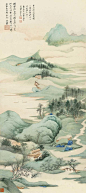 张大千——山水画《湖光山色》| 
张大千 (1899-1983) 四川内江人，20世纪中国画坛最具传奇色彩的国画大师。早期在山水画方面卓有成就。后旅居海外，画风工写结合，重彩水墨融为一体，开创了新的艺术风格。张大千作品题材广泛，人物、山水、花鸟、走兽皆精。画人物多采古装，借人物以抒情怀；画翎毛花卉或工笔或写意，清润秀丽，落落大方；山水涉笔成趣，点画新奇，富有诗意。晚年常用泼墨、泼彩描绘风景，独具风格。