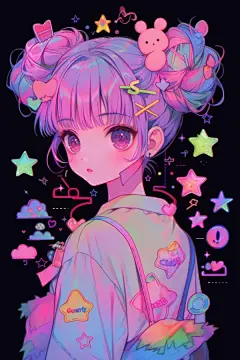 珊瑚色夏日扁平风多巴胺女孩穿搭人物插画