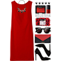 A fashion look from December 2014 featuring red sleeveless dress, black heel pumps and real leather wallet. Browse and shop related looks.