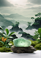 03197-2089860069-Photographic photo,realistic,cinematic,large area blank,front view,a piece of jade,atmospheric lighting,white background,Medium