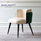 简约现代美式米白色餐椅设计师样板房休闲椅卧室餐厅家具整装定制-淘宝网