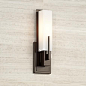 Possini Euro Midtown 15" High White Glass Bronze Wall Sconce: 