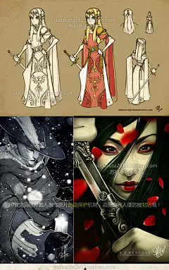 59张欧美超美线条CG插画图片浪漫主义游戏人物角色设定妖怪人设-淘宝网