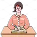 卡通漫画女性人物贴纸-学习