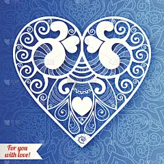 矢量情人节花边纸心贺卡