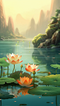 Illustration_Guochao_style_jiaoyui_bright_lotus_floating_on__2086e491-42a4-4852-af13-be739cb0436d