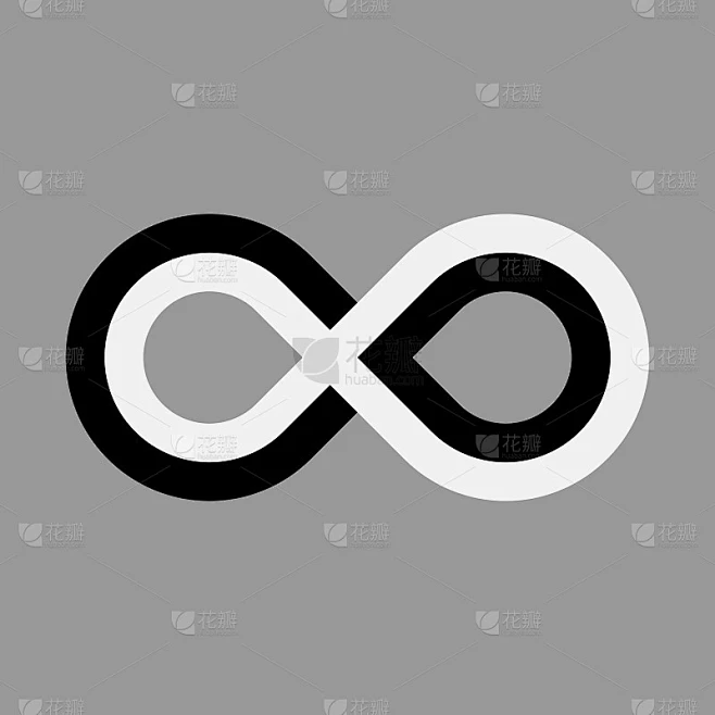 ∞符号图标。代表无限、无限和无穷无尽的事物的概念。简单的三线矢量设计元素上的白色背景素材-花瓣网