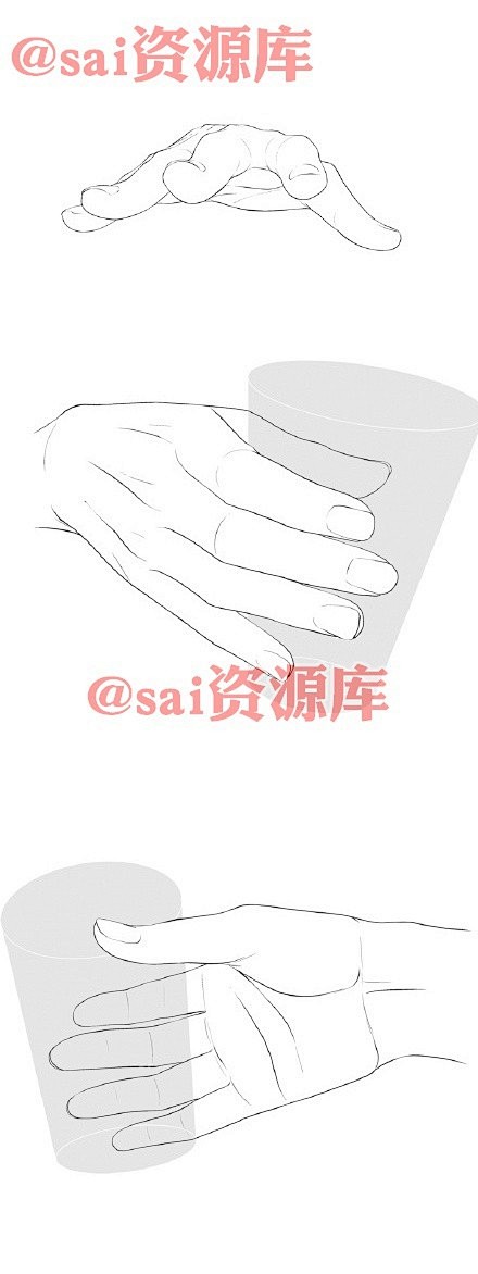 【绘画参考】各种角度手势的绘画方法总结，...