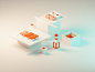 Sushi Diorama  retro boxes food sushi low poly isometric lowpoly render design blender illustration 3d