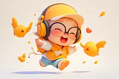 手绘开朗儿童人物模型素材