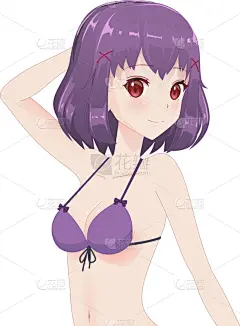 自然美,日本漫画风格,女孩,比基尼,可爱的,人,粉色,飘然,肖像