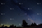 星空下森林的剪影与银河，夜景室外