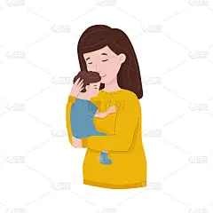 快乐的年轻妈妈拥抱她的宝宝。祝您母亲节快乐。