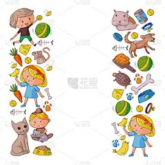 狗,动物,宠物商店,背景,小狗,绘画插图,鱼类,猫,矢量,小猫