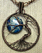 Sea Sediment Jasper Tree of Life Pendant-Blue Moon-Limited Offering, Antique Copper Wire: @北坤人素材