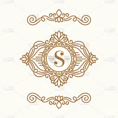 线性框架与金色矢量装饰在白色背景上。优雅,经典的元素。可用于珠宝、美容、时尚等行业。伟大的标志，会徽