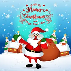 布希曼族,可爱的,请柬,贺卡,圣诞帽,新年前夕,雪,色彩鲜艳,节日,剪贴画