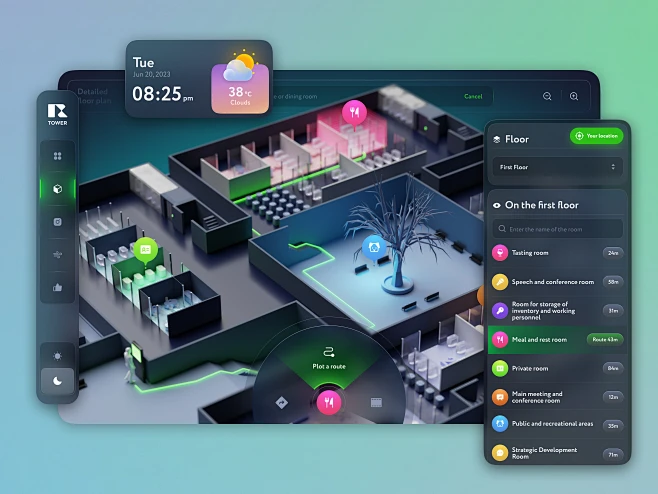 3D web3 virtual ar vr building navigation app ui kit by AlexP for ...