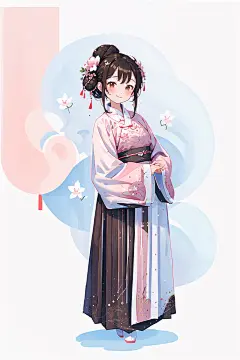 简约风汉服形象古风少女插画