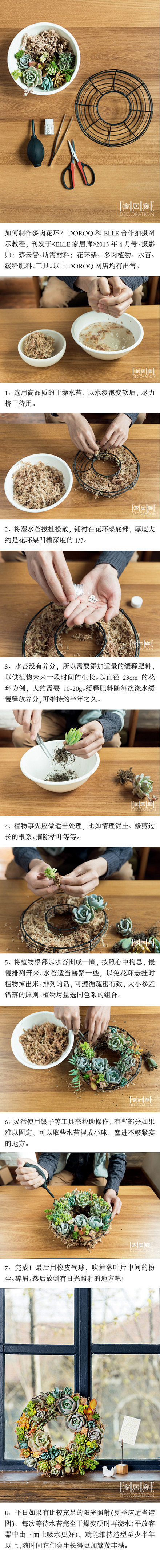 迟到的#多肉植物花环制作教程#，DORO...