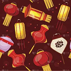 中国灯笼背景图案。向量