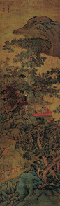 文徵明——《问寿图》【甲寅夏五】人物山水 立轴欣赏 | 
明|文徵明(1470-1559)名壁字征明、征仲，号衡山居士，世称“文衡山”，诗文上与祝允明、唐寅、徐真卿并称“吴中四才子”。画史上与沈周、唐寅、仇英合称“吴门四家”。画从沈周。诗文画俱精，人称“四绝”全才。山水人物花卉等皆工。
