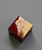 日本进口 金箔樱花图 方形漆器盖盒