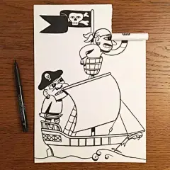 撕纸谁不会？但要撕成艺术家就难了！ : 在普通的A4纸上先画出画，然后撕出3D效果！