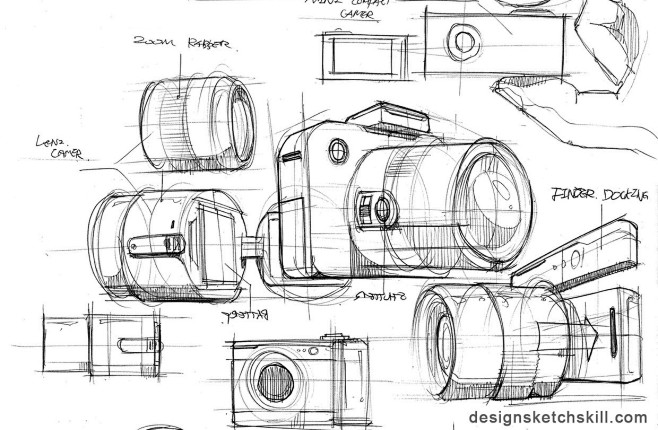 相机前期设计草图思维手绘-产品设计手绘-...