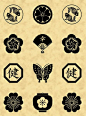 Japanese Family Crests:  Parchment Asian Japanese Fabric