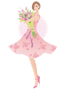 女士, 自然, 头像, 裙子, 花朵, 花束, 人类, 女性, 数字绘图, 剪出