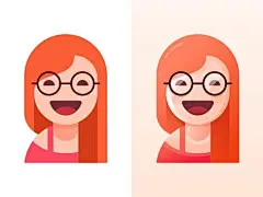 眼镜妹子插图-扁平or渐变双风格~ by SA9527 icon design shading light dimension