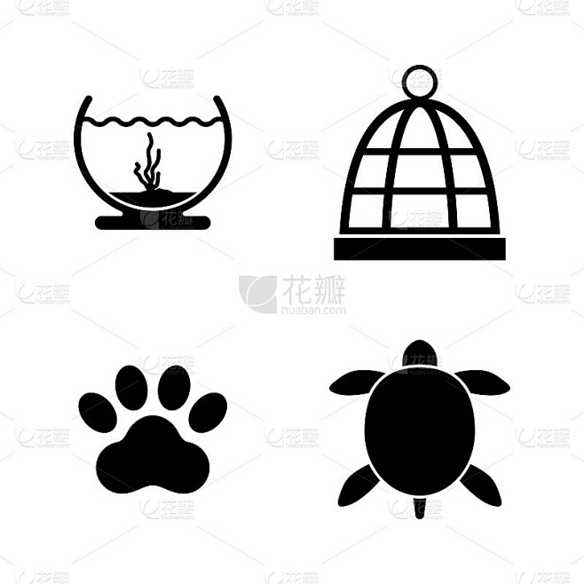 养宠物。简单相关矢量图标