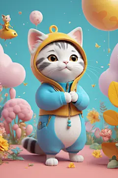 设计猫咪可爱甜心小动物模型图片