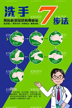 洗手七步法  - 源文件下载【酷图网】洗手七步法,请您关注,手卫生,细菌无处不在,清洁您的双手,医院版面,正确洗手,