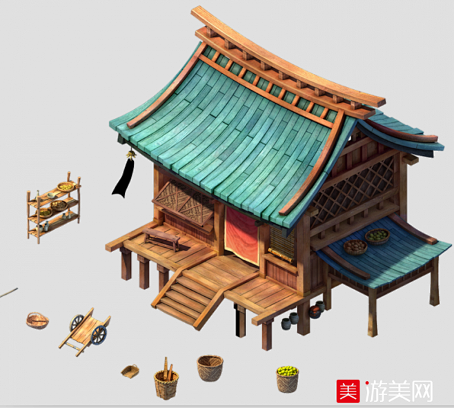 【新提醒】古代民居建筑场景卡通小木屋房子...