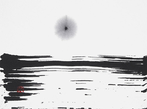 日本画家 園家文苑 创作的水墨抽象画