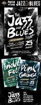 The Jazz and Blues Night : JAZZ & BLUES FLYER and Poster: Special design to promote parties Blues, Jazz, Indie, Folk, Rock, Pop, Dance, Grunge, Punk or any Music Festival. With Art Style.@北坤人素材