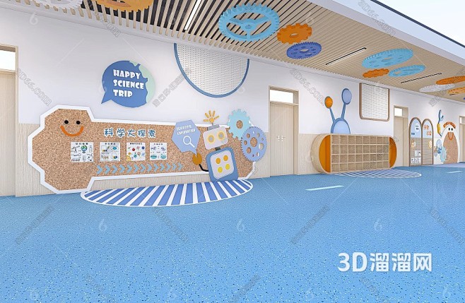 幼儿科技文化墙科技走廊3D模型