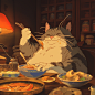 whitesidedunlop017_A_cat_stutters_cat_food_cartoon_flat_Hayao_M_a4883933-1434-4015-b61a-495ac8b626af