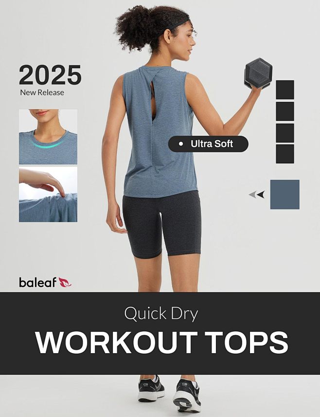 baleaf Dames Gym Tops Mouwloos Sport Hardlopen Yoga Tank Top Workout Sneldrogende Shirts, M